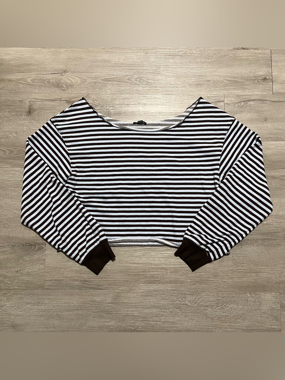 wild fable brown & blue Striped off the shoulder Long Sleeve Top